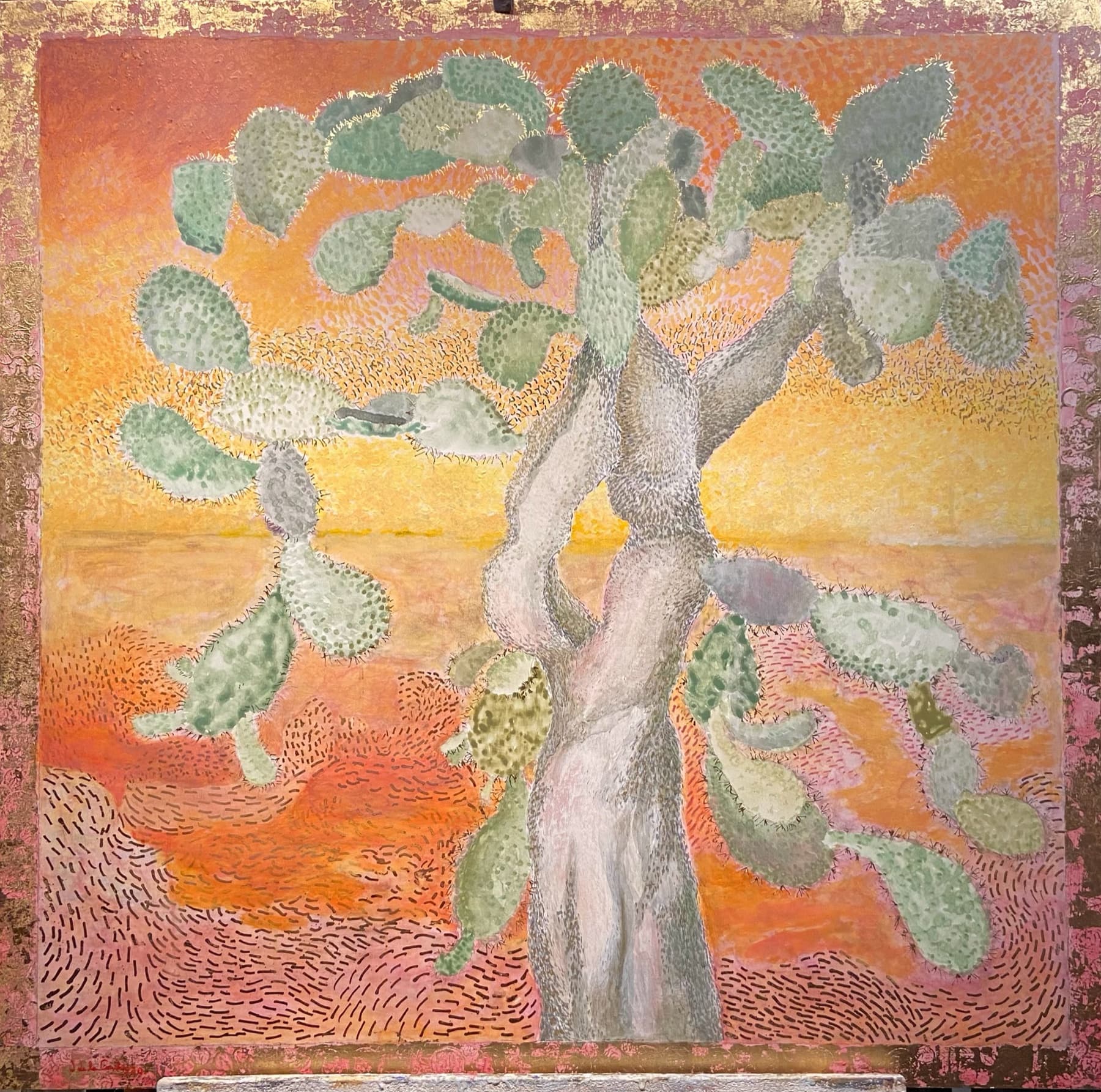 Acrílico, pan de oro y gesso sobre madera